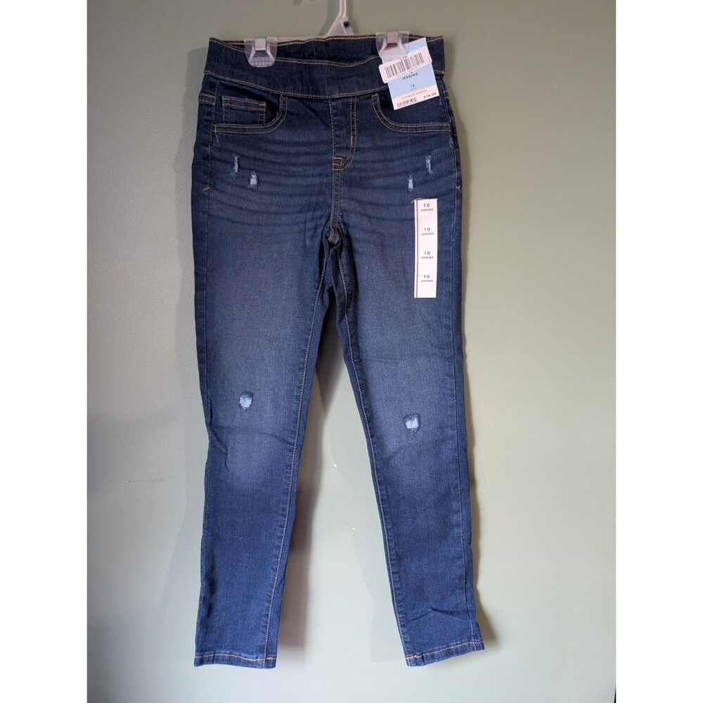 Cat & Jack Girls Sz 10 Jeggings Jeans Ultimate Stretch 5-Pockets Blue Distressed